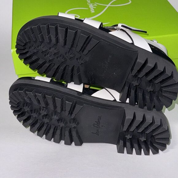 Sam Edelman Eleanor white leather ankle strap platform chunky sandals Women's 7 - Picture 6 of 9